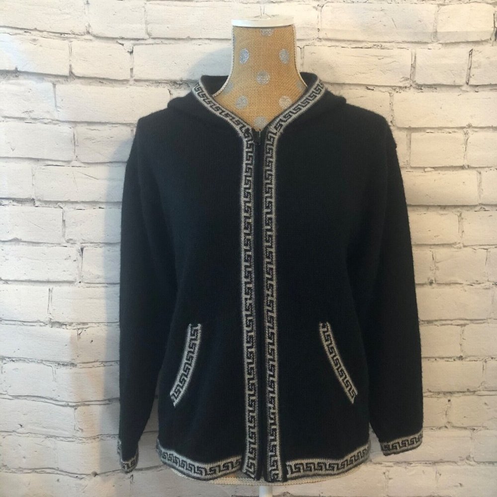 Baby Alpaca Peruvian Imports Connection Full Zip Hooded Cardigan Sweater Size S